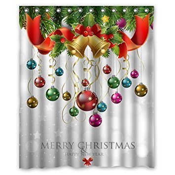 Product Cover Custom Xmas Merry Christmas Happy New Year Waterproof Polyester Fabric 60(w) x 72(h) Shower Curtain and Hooks
