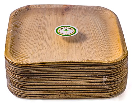 Product Cover Pure Palm Planet Friendly Palm Leaf Plates; Bamboo-Style, Upscale Disposable Dinnerware; All-natural Biodegradable Plates (10