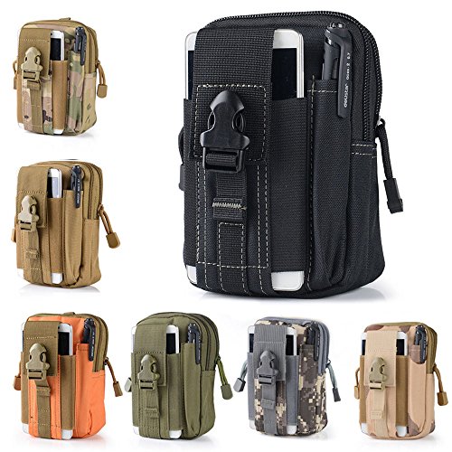 Product Cover Efanr Universal Outdoor Tactical Holster Military Molle Hip Waist Belt Bag Wallet Pouch Purse Phone Case with Zipper for iPhone 7 6s Plus 5S Samsung Galaxy S7 S6 LG HTC and More (Black)