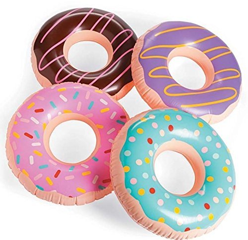 Product Cover Fun Express Inflatable Donuts, Various Colors, (IN-13720690), (4 Pack)
