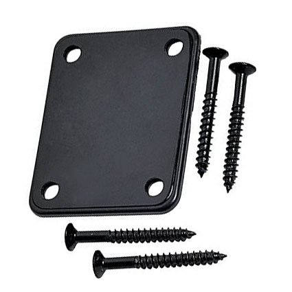 Product Cover YMC 1 Set Electric Guitar Neck Plate with Screws for Strat Tele Guitar Precision,Jazz Bass Replacement, Black