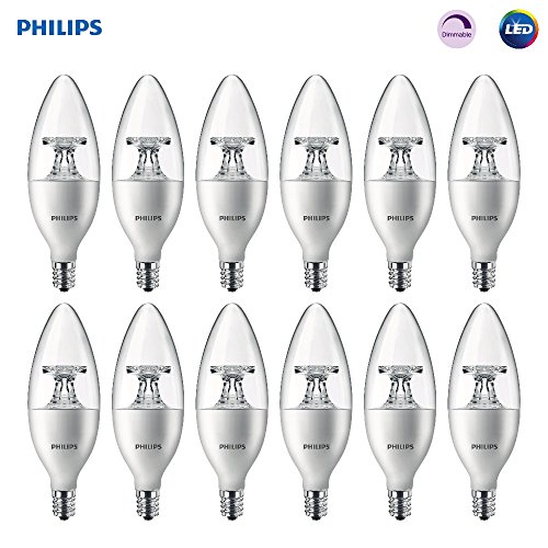 Product Cover Philips LED Dimmable B11 Clear Candle Light Bulb: 300-Lumen, 2700-Kelvin, 4.5-Watt (40-Watt Equivalent), E12 Base, Soft White, 12-Pack
