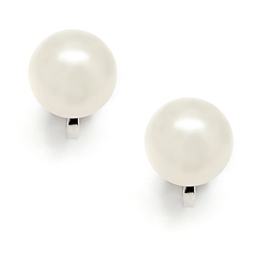 Product Cover Mariell 9mm Ivory Shell Pearl Clip-On Earrings - Luxurious Freshwater-Look Pearl Button Style Clip Ons