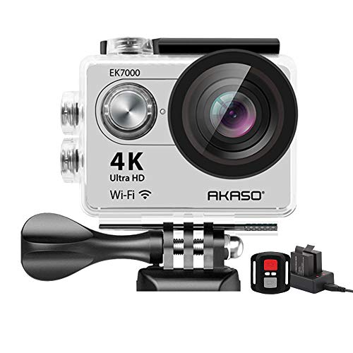 Product Cover AKASO EK7000 4K WiFi Sports Action Camera Ultra HD Waterproof DV Camcorder 12MP 170 Degree Wide Angle 2 inch LCD Screen/2.4G Remote Control/2 Rechargeable Batteries/19 Mounting Kits-Silver