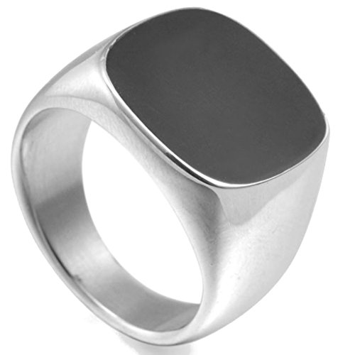 Product Cover Jude Jewelers Stainless Steel Classical Simple Plain Black Enamel Signet Pinky Ring
