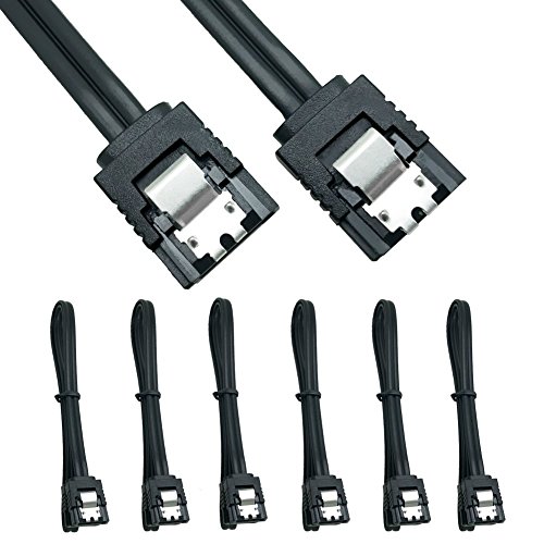 Product Cover 6 Pack Straight 18-Inch SATA III 6.0 Gbps Cable with Locking Latch, Black A