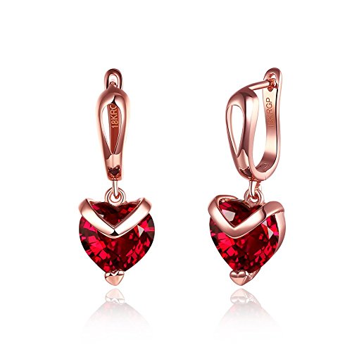 Product Cover Yellow Chimes Red Heart A5 Grade Crystal 18K Rose Gold Plated Earrings Women (Red) (YCFJER-173HRT-RD)