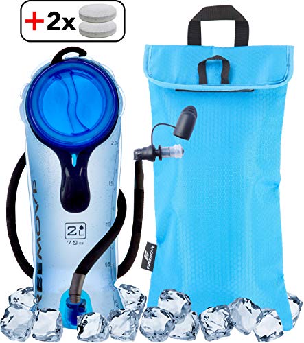 Product Cover 2L Hydration Pack Water Bladder & Cooler Bag | KEEPS DRINK COOL & PROTECTS YOUR BLADDER | Durable Leak Proof Water Reservoir | Large Oppening | Tasteless BPA Free | Quick Release Tube & Shutoff Valve