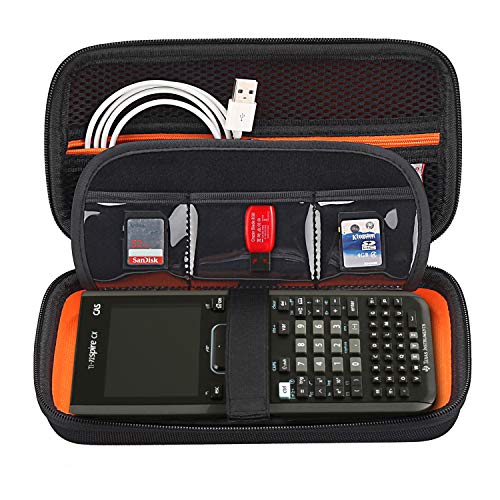 Product Cover BOVKE Graphing Calculator Carrying Case for Texas Instruments TI-Nspire CX CAS/CX II CAS Color Graphing Calculator and More - Includes Mesh Pocket for USB Cables and Other Accessories, Black