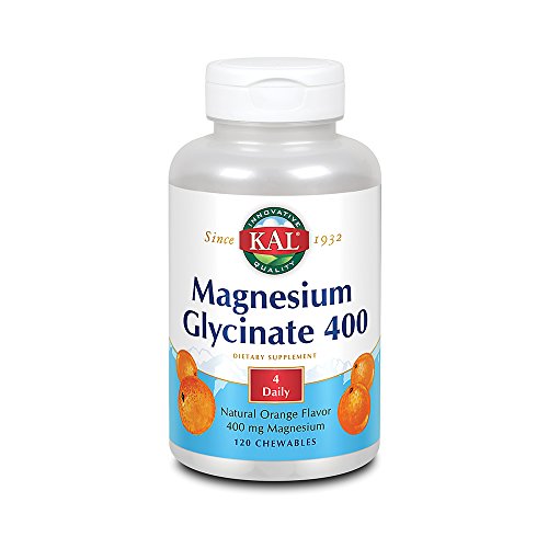 Product Cover KAL® Magnesium Glycinate 400 mg | Chelated Magnesium Supplement | High Absorption, Gentle Digestion | Sugar Free Natural Orange Flavor | 120 Chewables