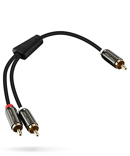 Product Cover FosPower RCA Y-Adapter (3 Feet) 1 RCA Male to 2 RCA Male Audio Y Adapter Subwoofer Cable - Dual Shielded | 24K Gold Plated