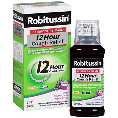 Product Cover Robitussin Extended-Release 12 Hour Cough Relief (5 fl. oz. Bottle, Grape Flavor), Alcohol-Free Cough Suppressant