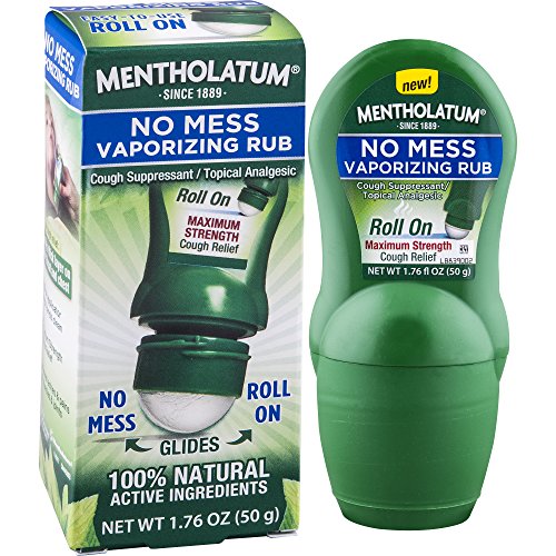 Product Cover Mentholatum No Mess Vaporizing Rub with Easy-to-use Roll On Applicator, 1.76 Ounce (50g) - 100% Natural Active Ingredients for Maximum Strength Cough Relief