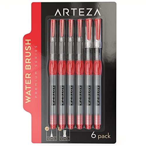Product Cover Arteza Water Brush Pens - Self-moistening - Portable (Assorted Tips, Set of 6)