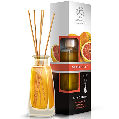 Product Cover Grapefruit Reed Diffuser 100ml - Scented Reed Diffuser Grapefruit - 0% Alcohol, Diffuser Gift Set w/ 8 Sticks - Best for Aromatherapy - Home - Reed Diffuser Grapefruit by Aromatika