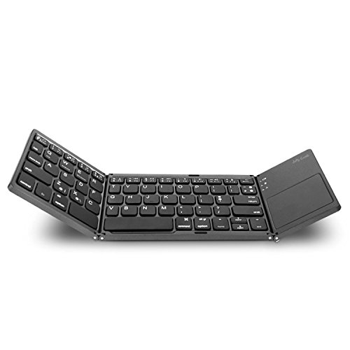 Product Cover Folding Bluetooth Keyboard, Jelly Comb Rechargeable Portable BT Wireless Foldable Mini Keyboard with Touchpad for Tablet Samsung or Other Cell Phones (Dark Gray)