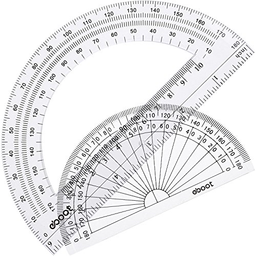Product Cover eBoot Plastic Protractor 180 Degree, 4 Inch and 6 Inch, Clear, 2 Pieces