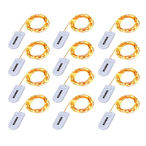 Product Cover Kohree 12 Pack Fairy Lights Battery Operated, 5ft 30 LED Twinkle Mason Jar Lights Waterproof Mini String Copper Wire Firefly Starry Lights for Christmas Party Crafts Decoration,Warm White