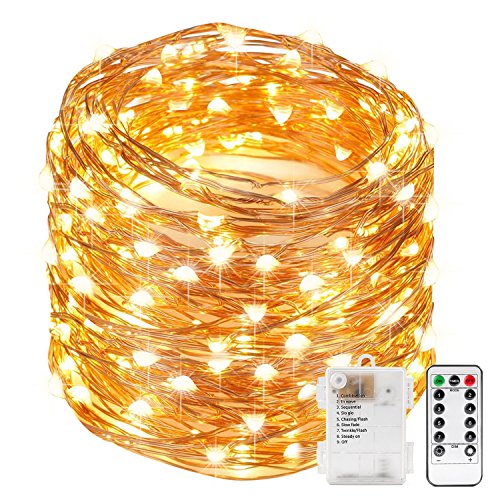 Product Cover Kohree 120 Micro LEDs Fairy String Lights Battery Powered 40ft Long Ultra Thin String Copper Wire Lights with Remote Control and Timer Perfect for Weddings,Party,Bedroom-2C Batteries powered