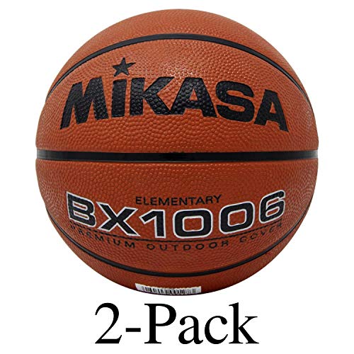 Product Cover Mikasa Youth Basketball Ball Ultra Grip Rubber Cover Size 4 Elementary (2-Pack)