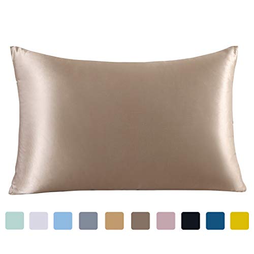 Product Cover ZIMASILK 100% Mulberry Silk Pillowcase for Hair and Skin,with Hidden Zipper,Both Side 19 Momme Silk,600 Thread Count, 1pc (Queen 20''x30'', Taupe)