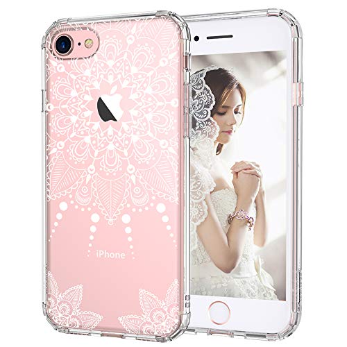 Product Cover iPhone 7 Case, iPhone 7 Clear Case, MOSNOVO White Henna Mandala Floral Lace Clear Design Printed Hard with TPU Bumper Protective Back Case Cover for iPhone 7 (2016)