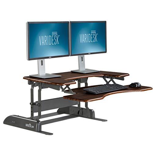 Product Cover VARIDESK - Height Adjustable Standing Desk Converter - Pro Plus 36 - Stand Up Desk for Dual Monitors - Darkwood