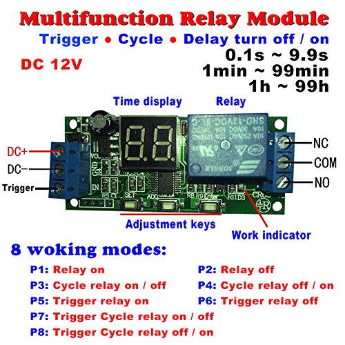 Product Cover Qianson DC 5V 12V 24V Digital LED Display Infinite Cycle Delay Timer Switch ON/OFF Relay Module (DC 12V)