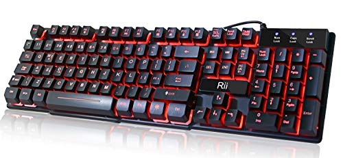 Product Cover Rii RK100 3 Colors LED Backlit Mechanical Feeling USB Wired Multimedia Keyboard For Working or Gaming,Office Device