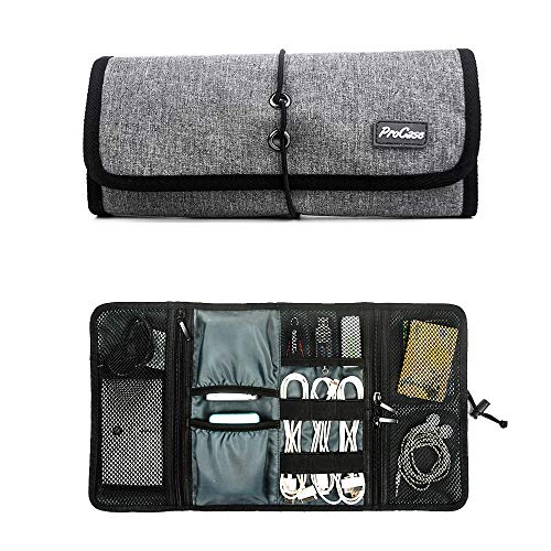 Product Cover ProCase Accessories Bag Organizer, Universal Electronics Travel Gear Organize Case, Cable Management Hard Drive Bag, Healthcare Kit and Cosmetics Bag -Grey