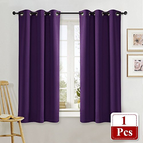Product Cover NICETOWN Thermal Insulated Curtain Panel - Solid Ring Top Noise Reducing Window Blackout Draperies (1 Piece, 42 by 63-Inch, Royal Purple)