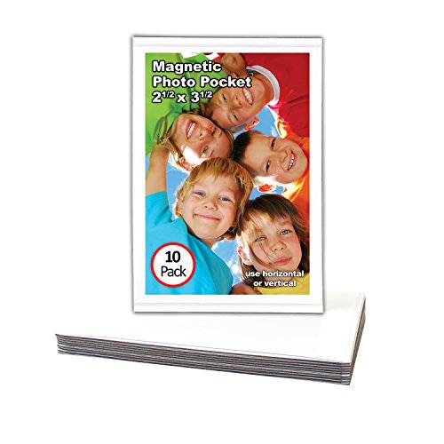 Product Cover Magtech Magnetic Photo Pocket Picture Frame, White, Holds 2.5 x 3.5 Inches Photos, 10 Pack (12310)