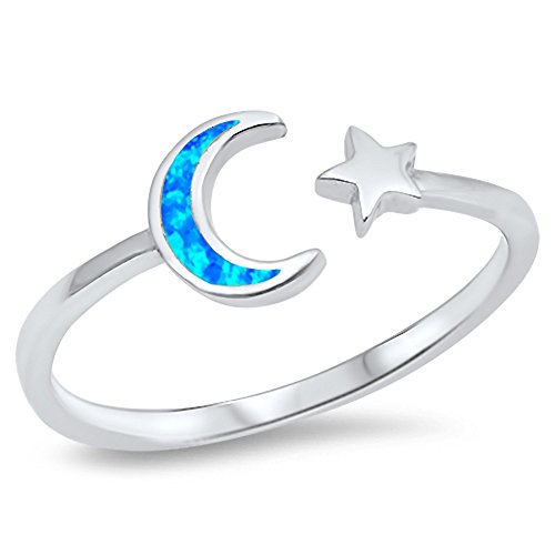 Product Cover CHOOSE YOUR COLOR Sterling Silver Moon Star Ring