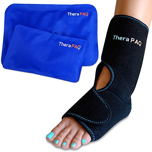 Product Cover Foot & Ankle Ice Pack Wrap with 2 Hot/Cold Gel Packs by TheraPAQ | Foot Pain Relief for Achilles Tendon Injuries, Plantar Fasciitis, Bursitis & Sore Feet | Microwaveable, Freezable and Reusable