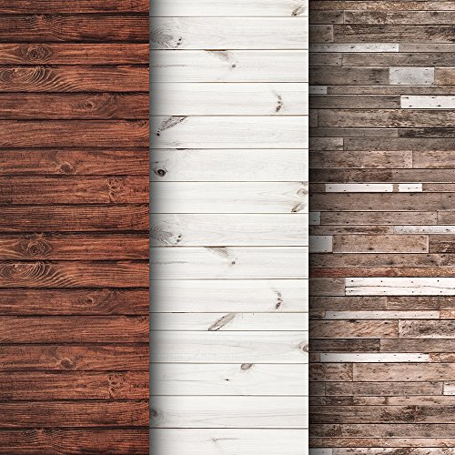Product Cover Premium Background Paper for Photography - 3 Pack - 4x12 Foot Rolls - Seamless Designs - Perfect Shiplap Photography Backdrops for Baby Pictures, Headshots, and More