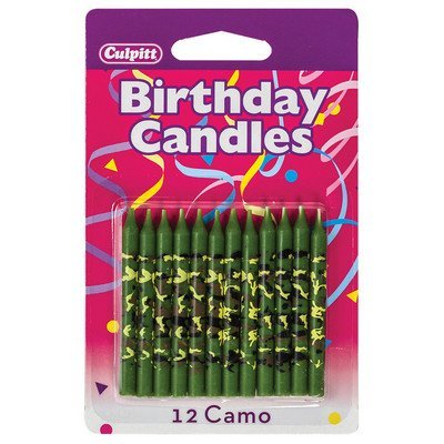 Product Cover Camo Print Birthday Cake Candles - 12 ct