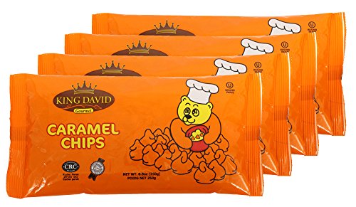 Product Cover King David Vegan Caramel Chips Non-dairy Lactose Free Kosher 250-gram Bags (Pack of 4)