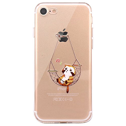 Product Cover JAHOLAN iPhone 7 Case, iPhone 8 Case Amusing Whimsical Design Clear Bumper TPU Soft Case Rubber Silicone Cover for iPhone 7 iPhone 8 - Cat Music Swing