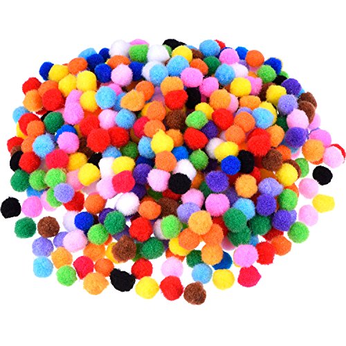 Product Cover Blulu Pompoms for Craft Making and Hobby Supplies, 500 Pieces, 1.2 cm/ 0.5 Inch, Assorted Colors