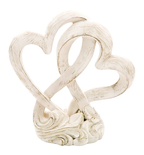 Product Cover Fashioncraft Vintage Style Double Heart Design Cake Topper/Centerpiece, One Size, Cream