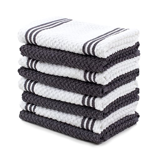 Product Cover Sticky Toffee Cotton Terry Kitchen Dishcloth, Gray, 8 Pack, 12 in x 12 in