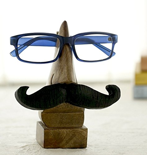 Product Cover Christmas Gifts The StoreKing Wooden Eyeglass Spectacle Holder Handmade Mustache Display Stand for Office Desk Home Decor Gifts (Grey)