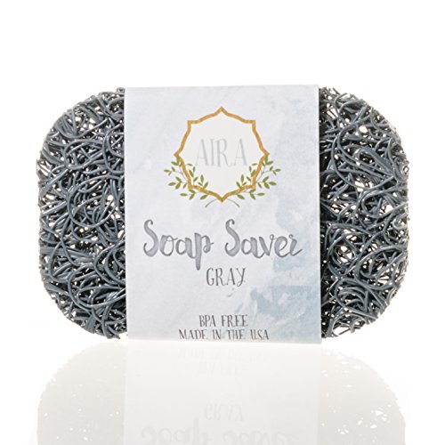 Product Cover Aira Soap Saver - Soap Dish & Soap Holder Accessory - BPA Free Shower & Bath Soap Holder - Drains Water, Circulates Air, Extends Soap Life - Easy to Clean, Fits All Soap Dish Sets (Gray, 1 Pack)