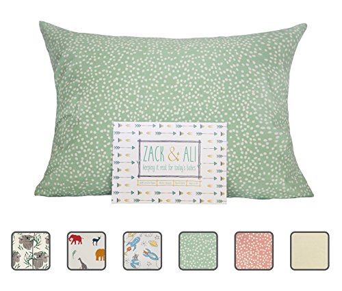 Product Cover Zack & Ali 100% Organic Toddler Pillowcase, Mint Dot, 13 X 18, Made in USA!