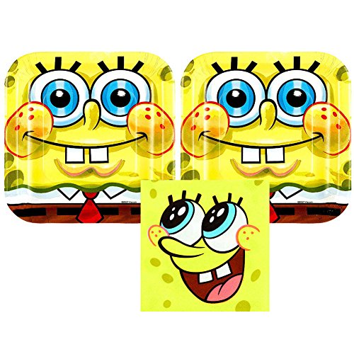 Product Cover Spongebob Squarepants Party Pack for 16 Guests - 16 Dessert Plates and 16 Beverage Napkins