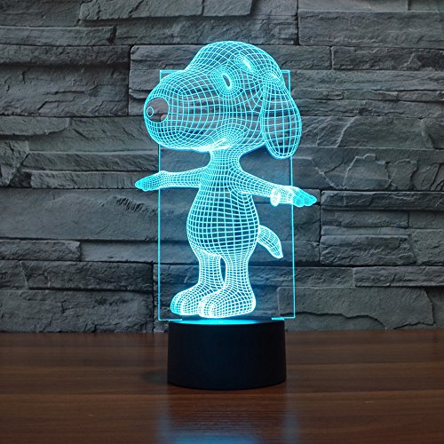 Product Cover Snoopy 3D Lamp Night Light Touch Table Desk Lamps, Elstey 7 Color Changing Lights with Acrylic Flat & ABS Base & USB Charger