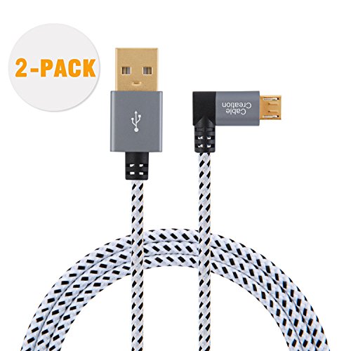 Product Cover CableCreation [2-Pack 3.2 feet Right Angle Micro USB 2.0 Braided Cable, 90 Degree Vertical Right USB 2.0 A Male to Micro USB Male with Aluminium Case,1 Meter, Space Gray