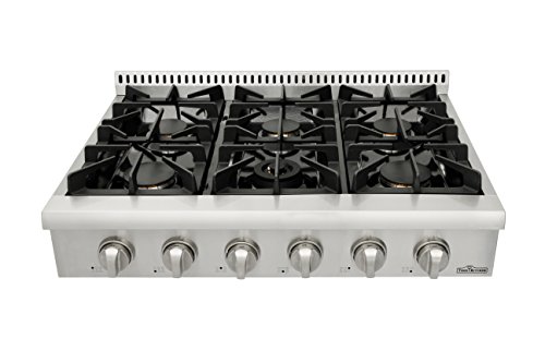 Product Cover Thorkitchen Pro-Style Gas Rangetop with 6 Sealed Burners  36 - Inch, Stainless Steel HRT3618U