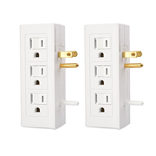 Product Cover Cable Matters 2-Pack 6 Outlet Splitter Grounded Side Access Outlet Extender Wall Tap