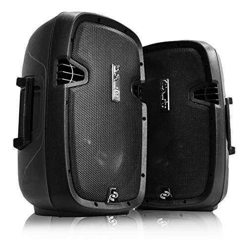 Product Cover Wireless Portable PA Speaker system - 1000W High Powered Bluetooth Compatible Active + Passive Pair Outdoor Sound Speakers w/ USB SD MP3 AUX - 35mm Mount, 2 Stand, Microphone, Remote - Pyle PPHP1049KT